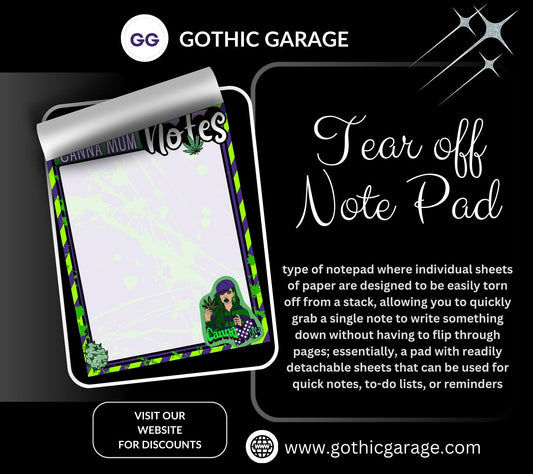 Canna Mom Blank Tear-Off Notepad – Funny Weed Mom To-Do List Pad, 50 Sheets for Stoner Mamas Gothic Garage