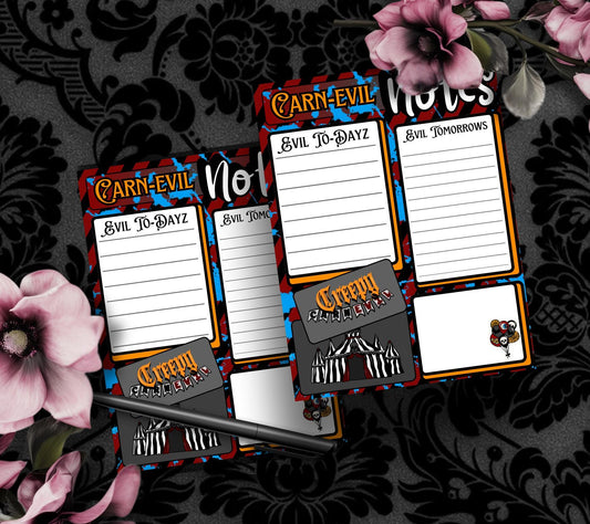 Carn-Evil Notepad: Creepy Carnival To-Do List - 50 Sheets Gothic Garage