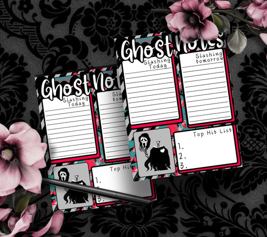 Ghost Notes Slasher Notepad: Spooky To-Do List Stationery Gothic Garage