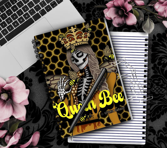 Queen Bee of the Dead Notebook- Hand Drawn– 160 Lined Pages for Daily Tasks and Notes Gothic Garage