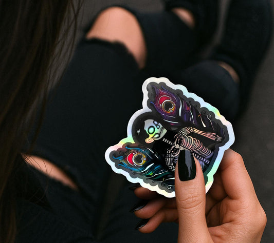 Skeleton Peacock Angel Sticker: Gothic Waterproof Vinyl Decal Gothic Garage