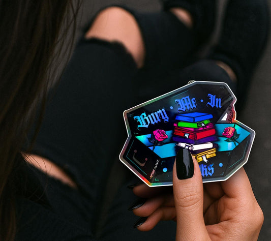 Gothic Book Nerd Coffin Sticker: Dark Academia Waterproof Vinyl