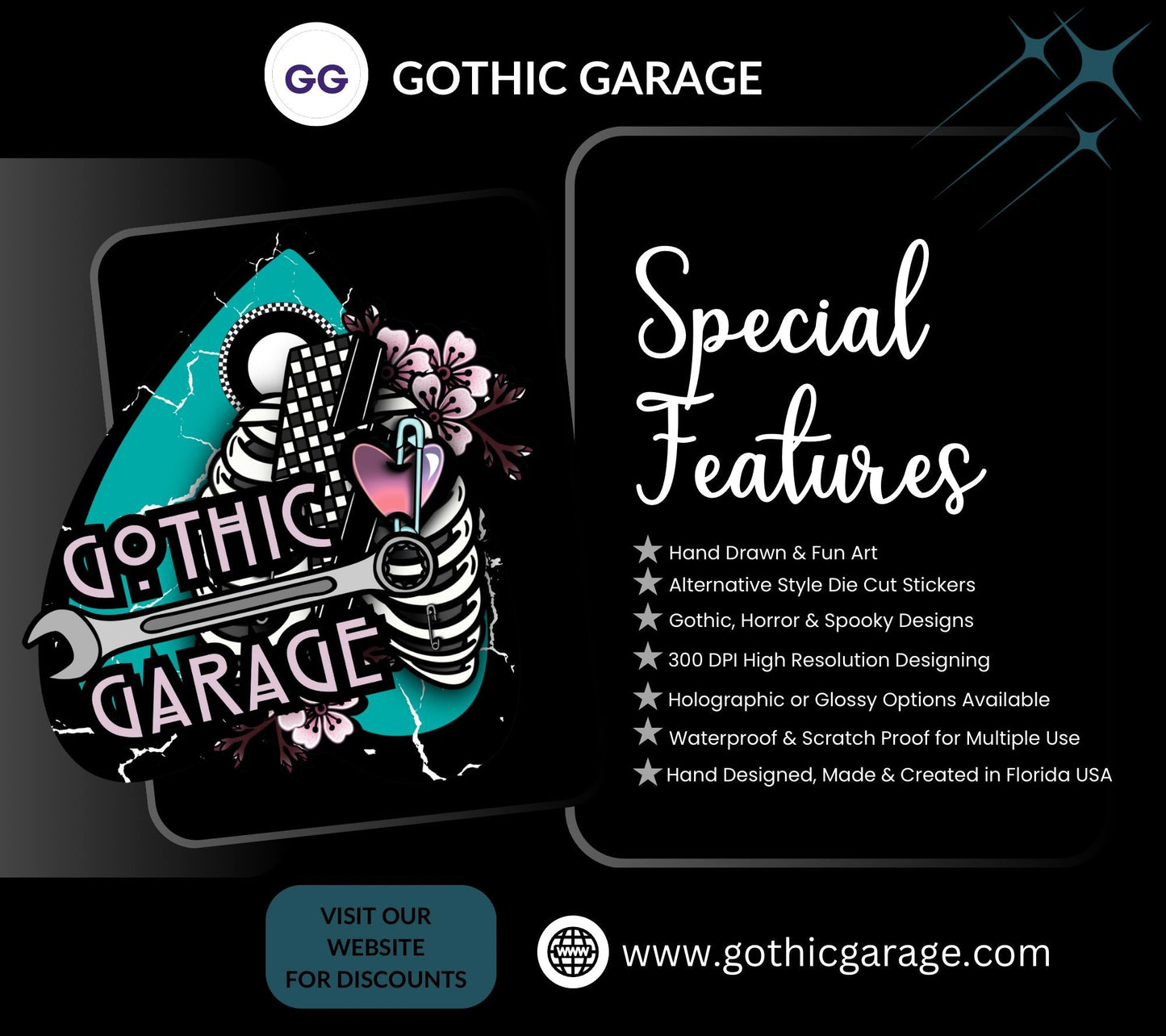 Gothic Queen Bee Skeleton Sticker: Waterproof Vinyl Decal