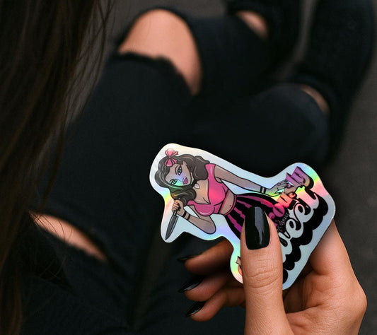 Gothic Pin-Up Girl Sticker: Dangerously Sweet, Waterproof Vinyl