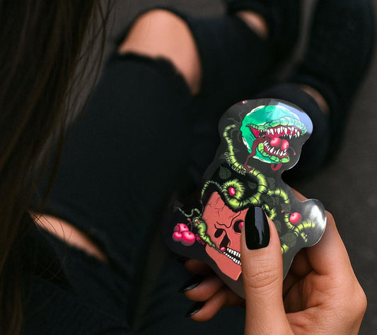 Cherry Skull Venus Flytrap Die Cut Waterproof Sticker