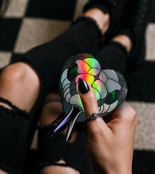 Gothic Snake Head Sticker: Waterproof Vinyl Decal, Glossy or Holographic