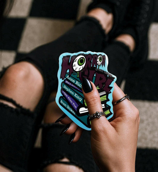 Horror Girl Book Lover Sticker: Gothic Waterproof Vinyl Decal