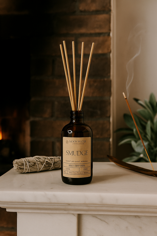 Smudge - REED DIFFUSER, Smudging Aroma -- Sage, Palo Santo & Frankincense Moon Water Apothecary