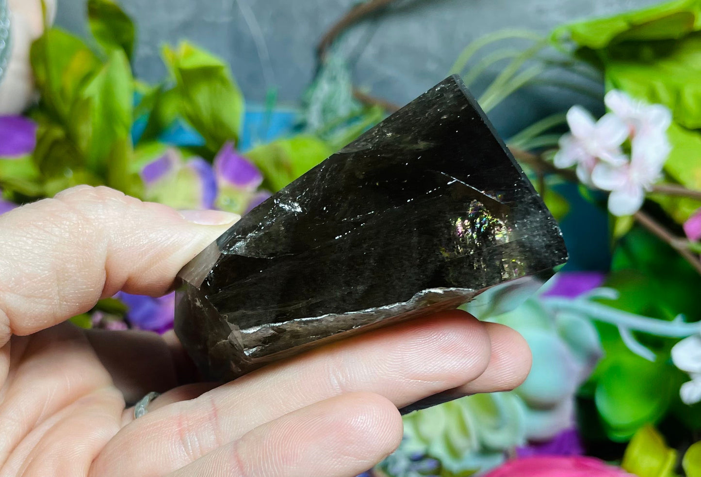 Smokey Quartz Shape with Rainbows