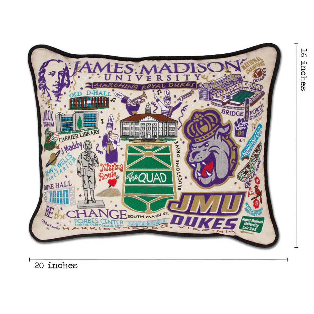 James Madison University Collegiate Embroidered Pillow by CatStudio Quirks!