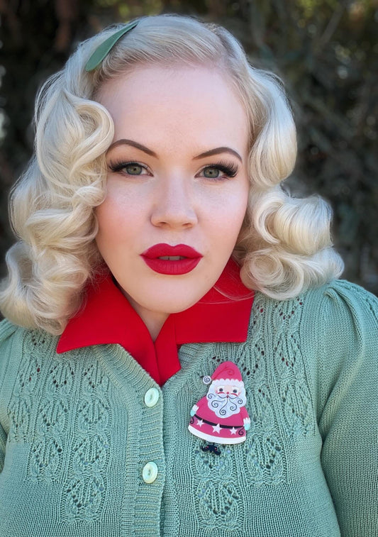 Jolly Old Elf PINK Brooch Johanna Parker x Lipstick & Chrome