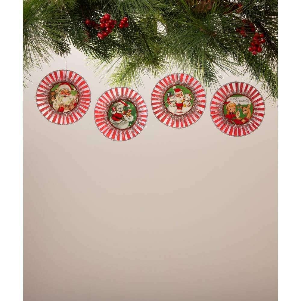 Kitschmas Rosette Ornaments Set of 4 by Bethany Lowe Designs