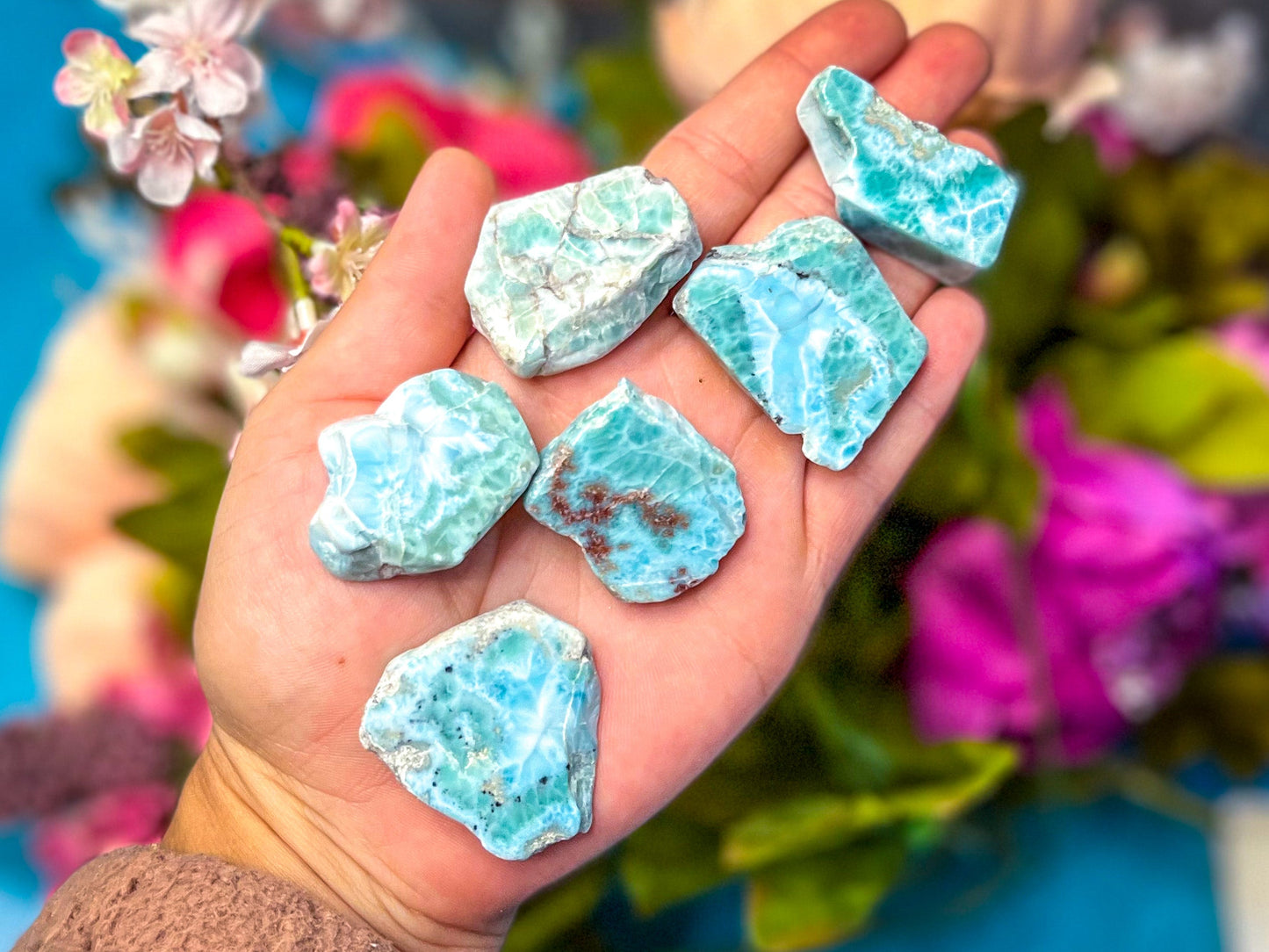 Polished Larimar Slices, Good Quality