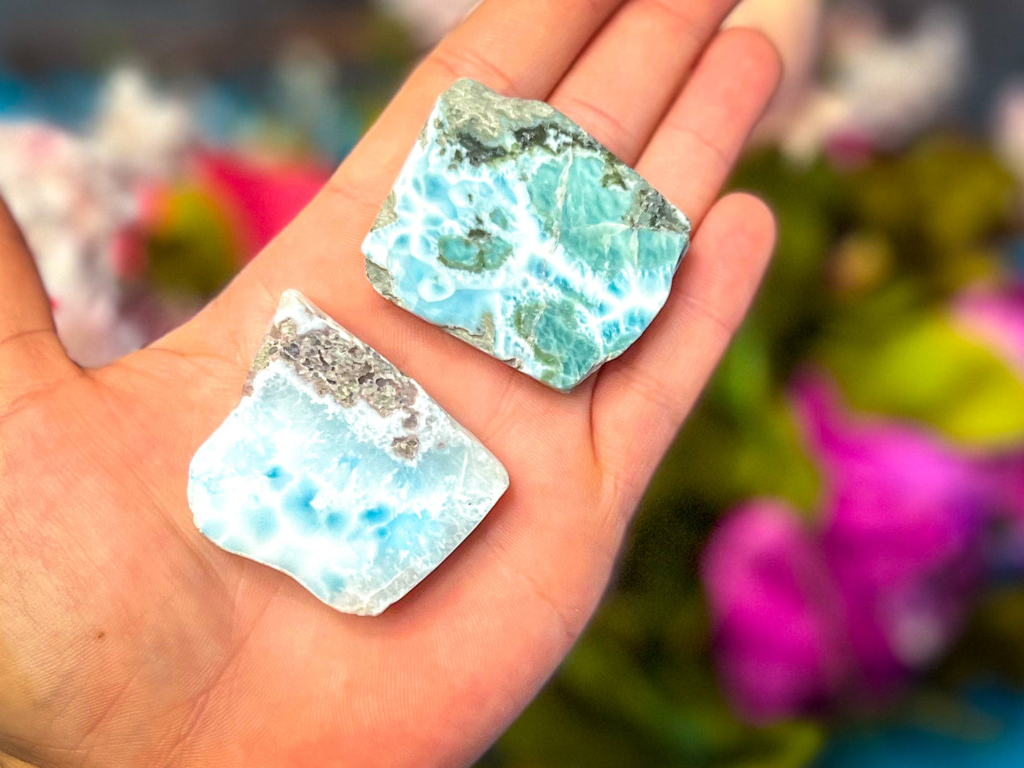 Polished Larimar Slices, Good Quality