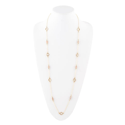Long Delicate Orange Moonstone and Bronze Necklace