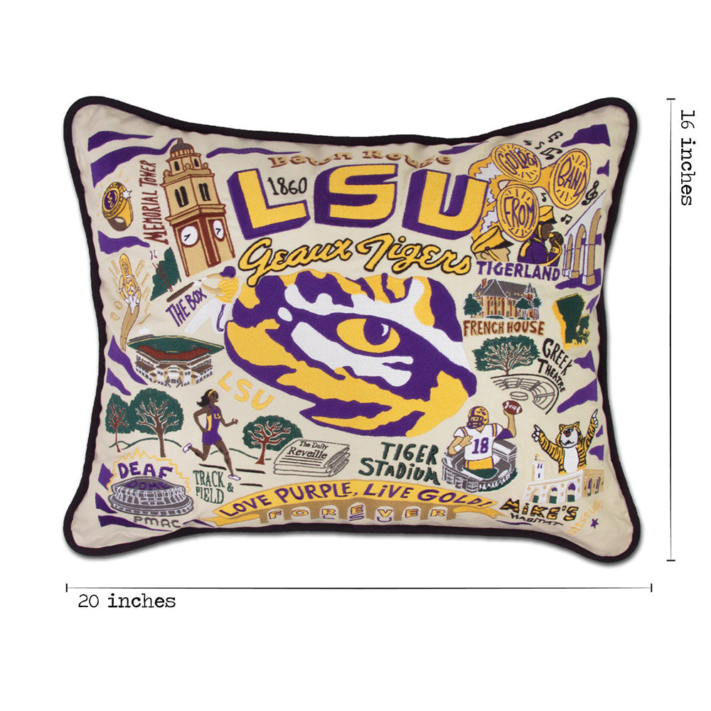 Louisiana State University LSU Collegiate Hand-Embroidered Pillow Quirks!