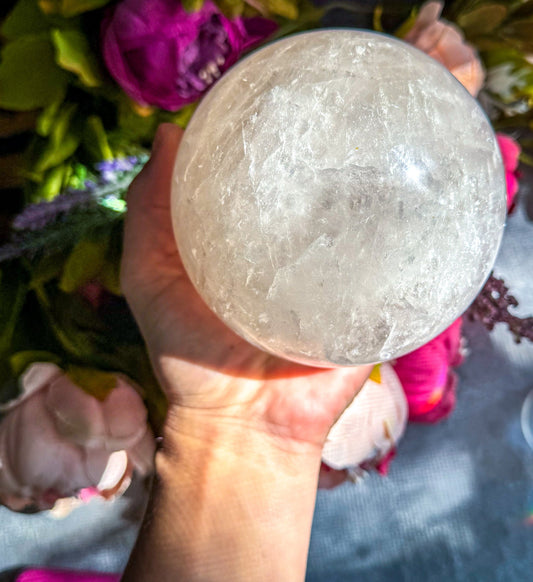 4" RAINBOW Quartz Crystal Sphere, Large Quartz Crystal Ball, Gazing Ball