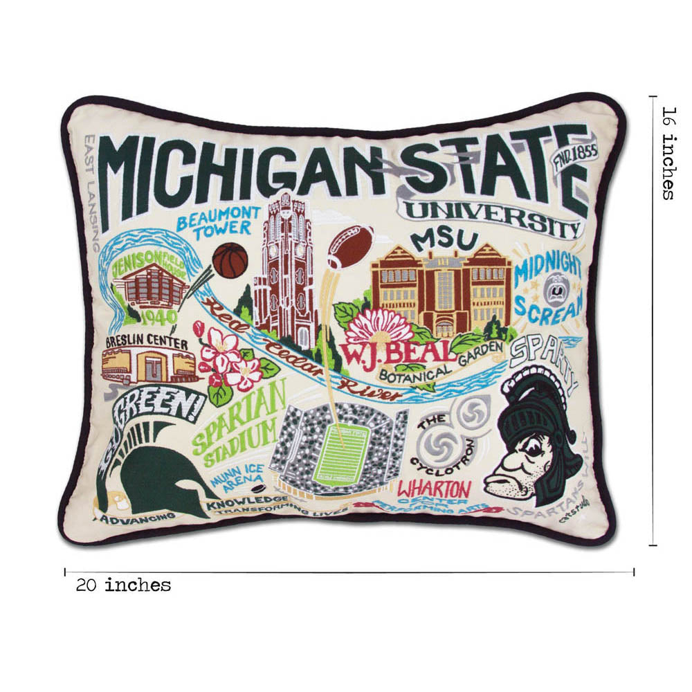 Michigan State University Collegiate Embroidered Pillow by CatStudio Quirks!