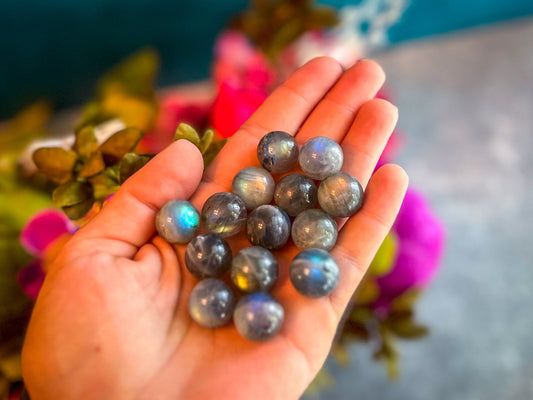 Mini Labradorite Spheres, Crystals and Stones, Labradorite Marble Mandala Gems