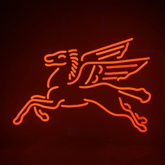 Mobilgas Flying Horse Red Neon Sign Light Glass Neon Signs Land