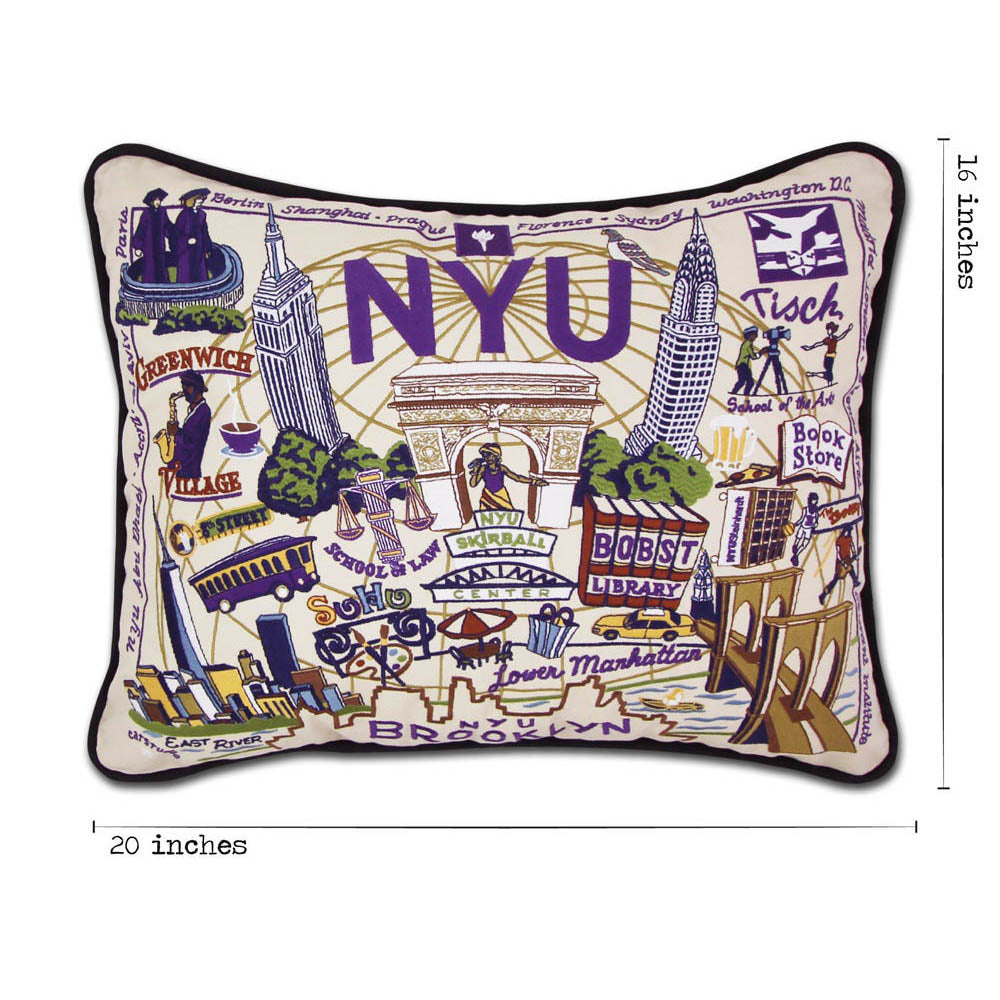 New York University (NYU) Collegiate Embroidered Pillow by CatStudio Quirks!