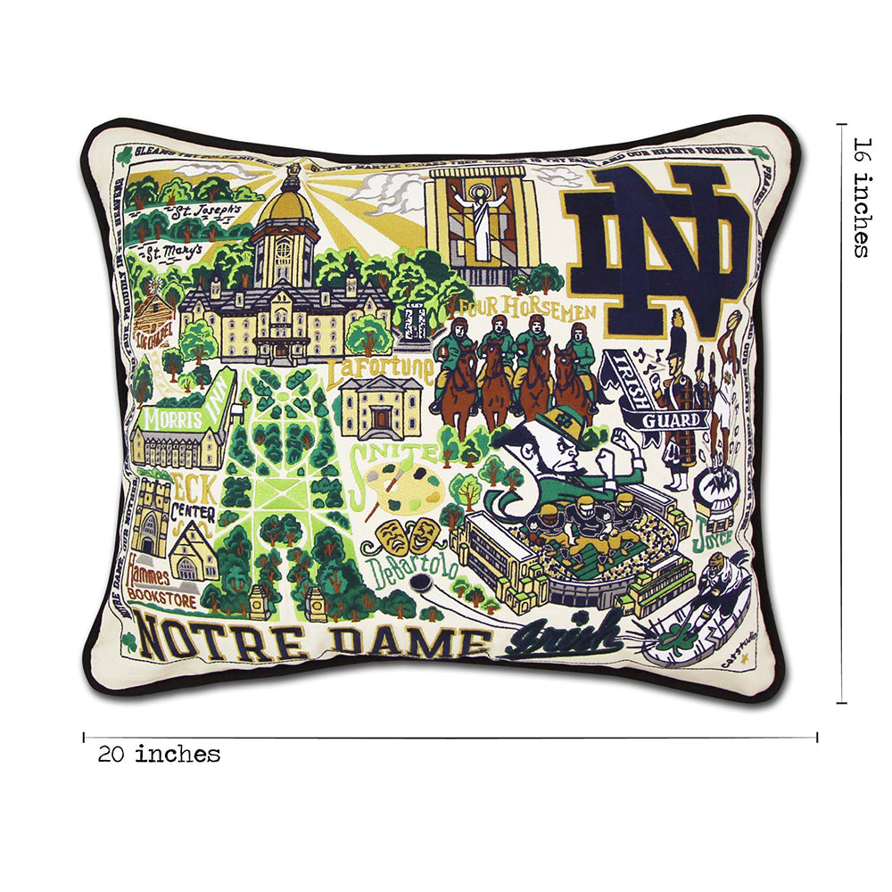 Notre Dame, University of Collegiate Embroidered Pillow by Cat Studio Quirks!