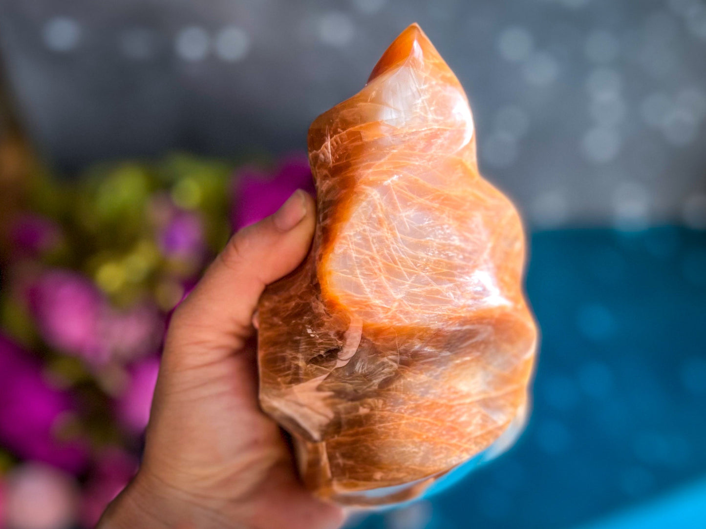 Peach Moonstone Crystal Flames