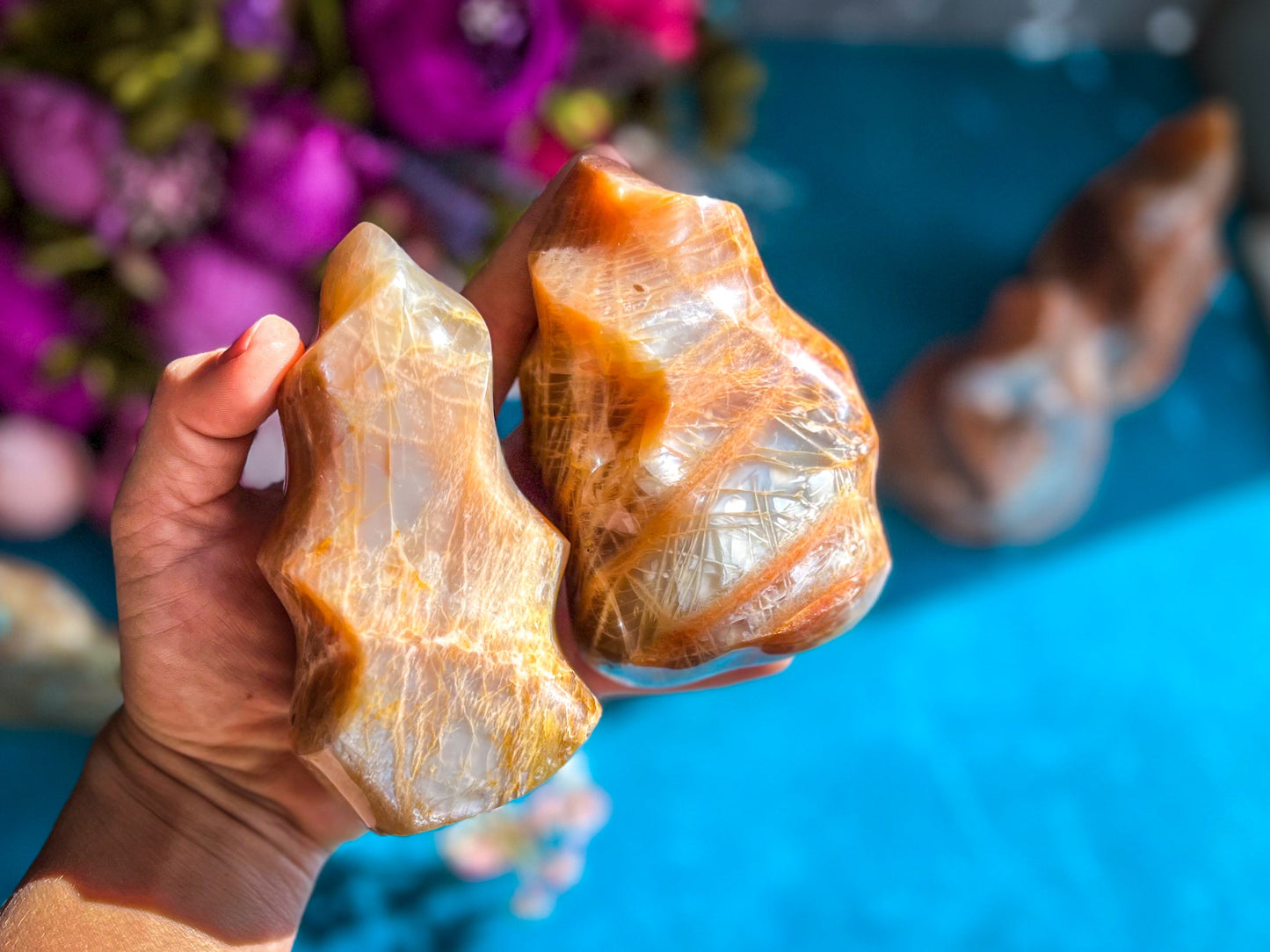 Peach Moonstone Crystal Flames