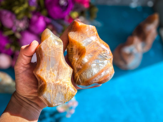 Peach Moonstone Crystal Flames Mandala Gems