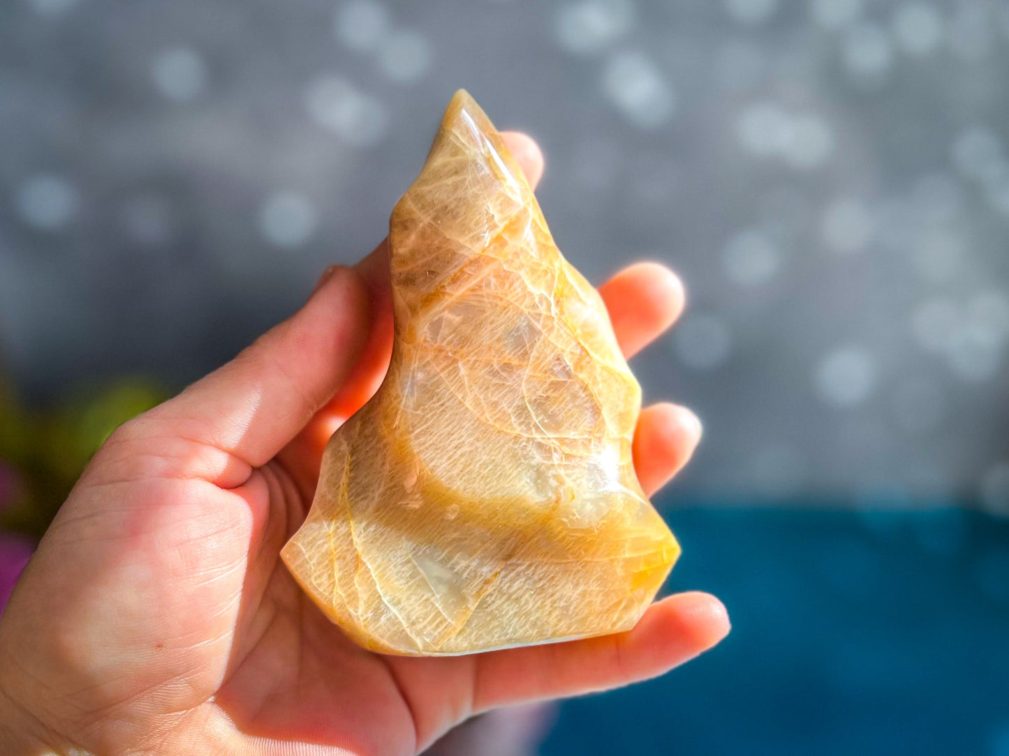 Peach Moonstone Crystal Flames