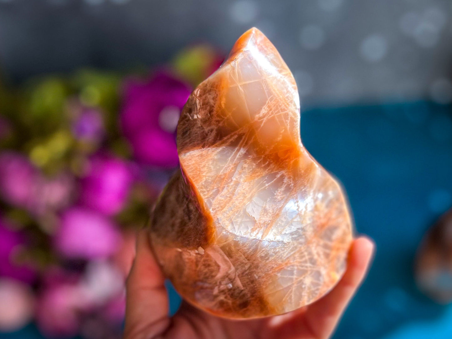 Peach Moonstone Crystal Flames