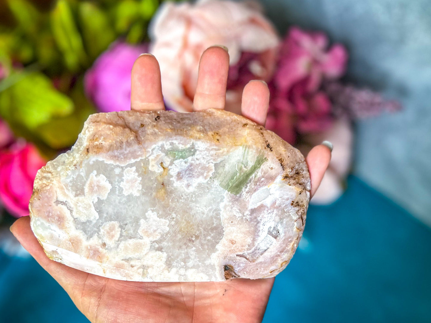 Beautiful Pink Flower Agate Slices, Polished Flower Agate Slabs, Pink Cherry Blossom Agate Polished Slab