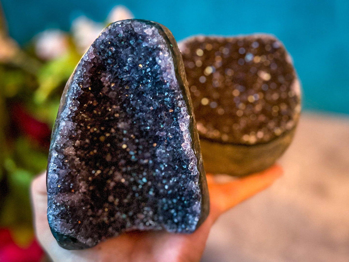 Large Semi Polished Rainbow Amethyst Cathedrals, Pink Amethyst, Raw Black Amethyst Freeforms 500 gram+