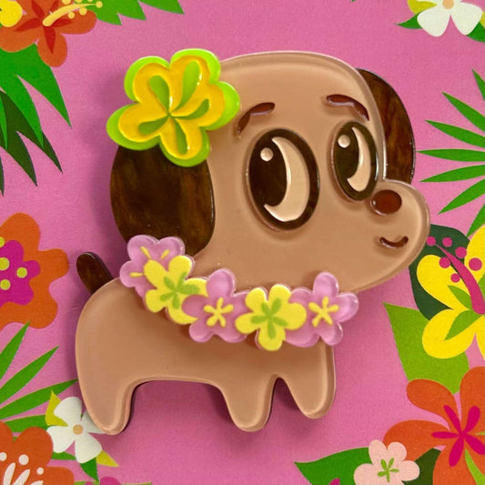 Polynesian Pup Mini Brooch by Miss Fluff x Lipstick & Chrome