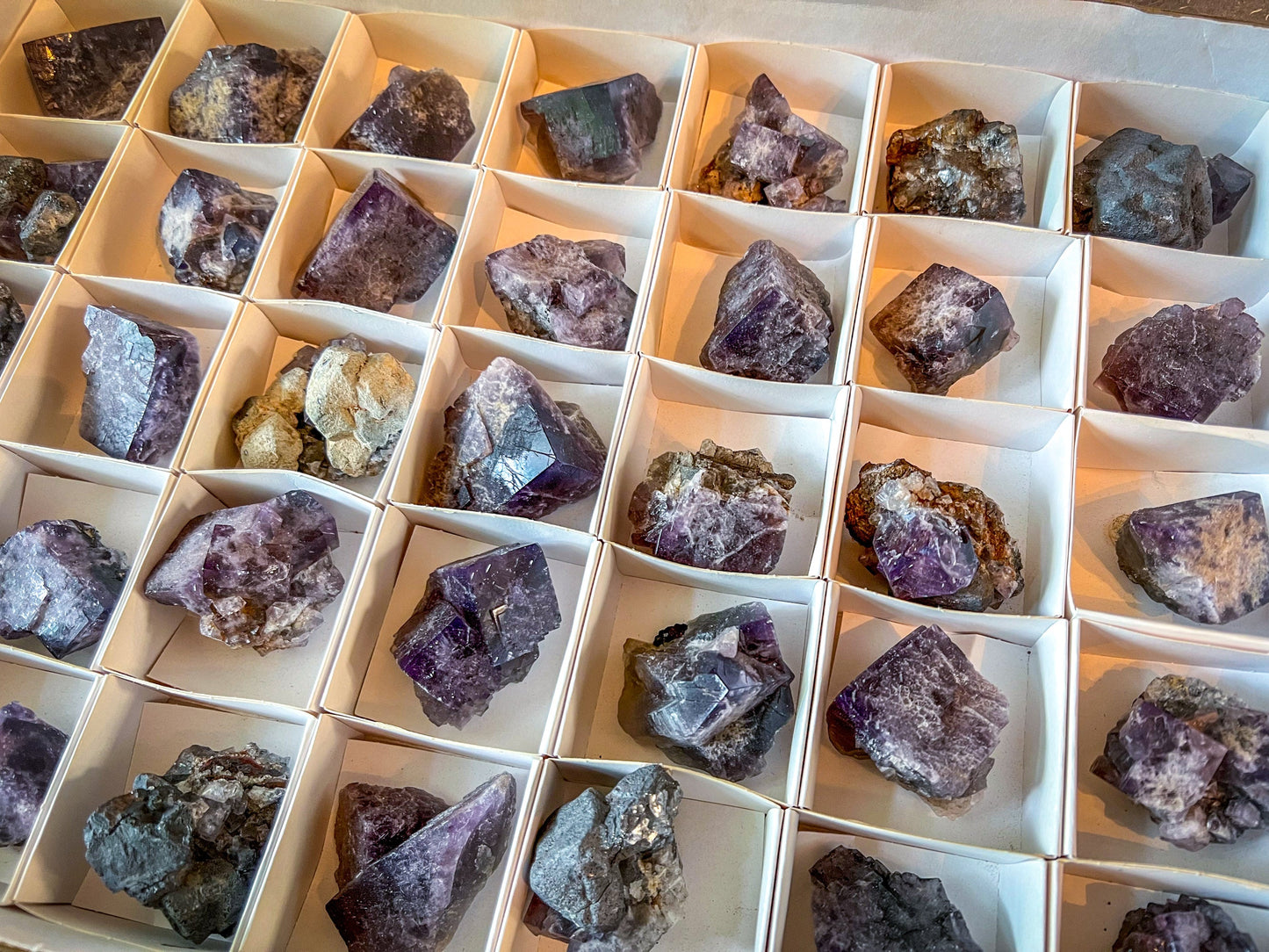 Rare Purple Rain Pocket Fluorite Clusters, Lady Annanella Mine, CLOSED Mine!, Daylight Fluorescent
