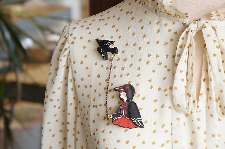 Raven Girl Brooch by Laliblue
