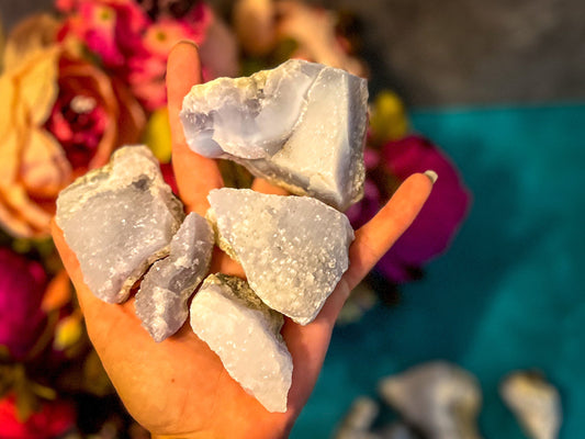 1 Lb Raw Blue Lace Agate Specimens, Bulk Raw Blue Lace Agate Mandala Gems