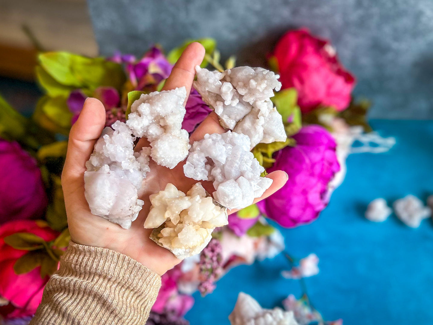Crystallized Pink Quartz Clusters, RARE Rose Quartz Clusters from Tata Morocco