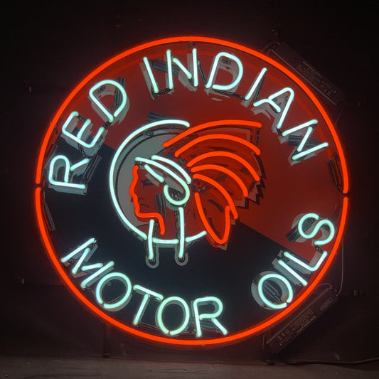 Red Indian Motor Oils Neon Sign Light Neon Signs Land