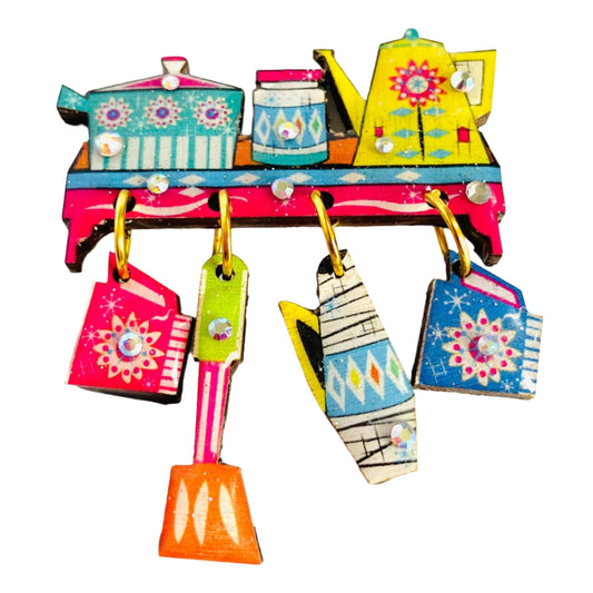 Retro Kitchen Essentials Brooch by Rosie Rose Parker
