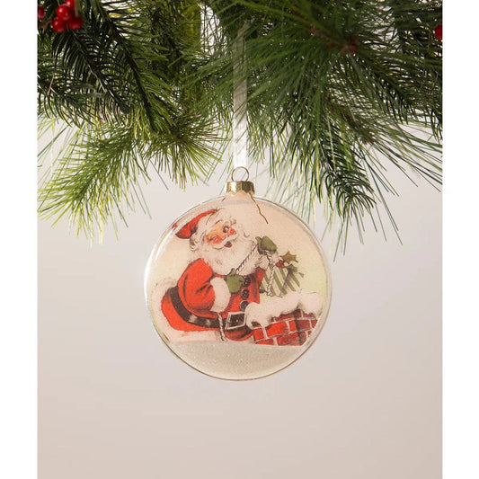 Santa Glass Disk Ornament by Bethany Lowe Designs Quirks!
