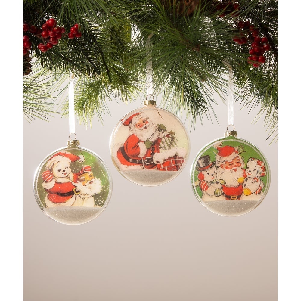 Santa Glass Disk Ornament by Bethany Lowe Designs Quirks!