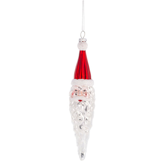 Santa Icicle Blown Glass Ornament RED Quirks!