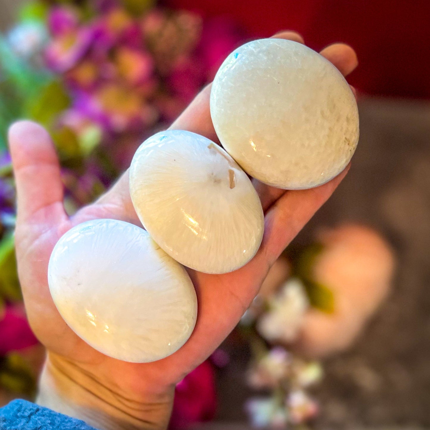 Scolecite Palmstones, Polished Scolecite