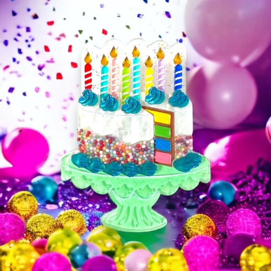 "Slice, Slice Baby" Birthday Cake Brooch by Lipstick & Chrome x Club Eggie Quirks!