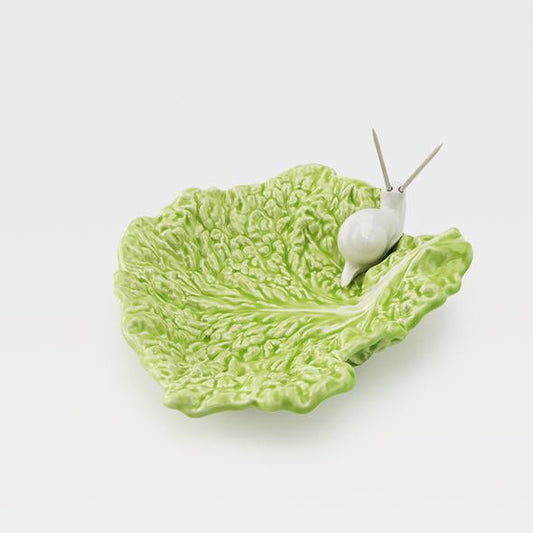Dessert Plate with Green Lettuce Leaf design and snail motif Fragola