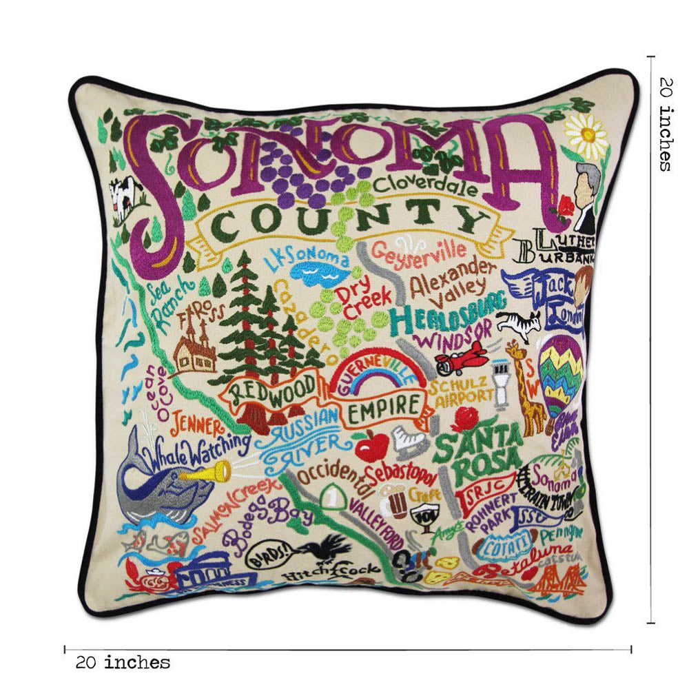 Sonoma County Hand-Embroidered Pillow by CatStudio Quirks!