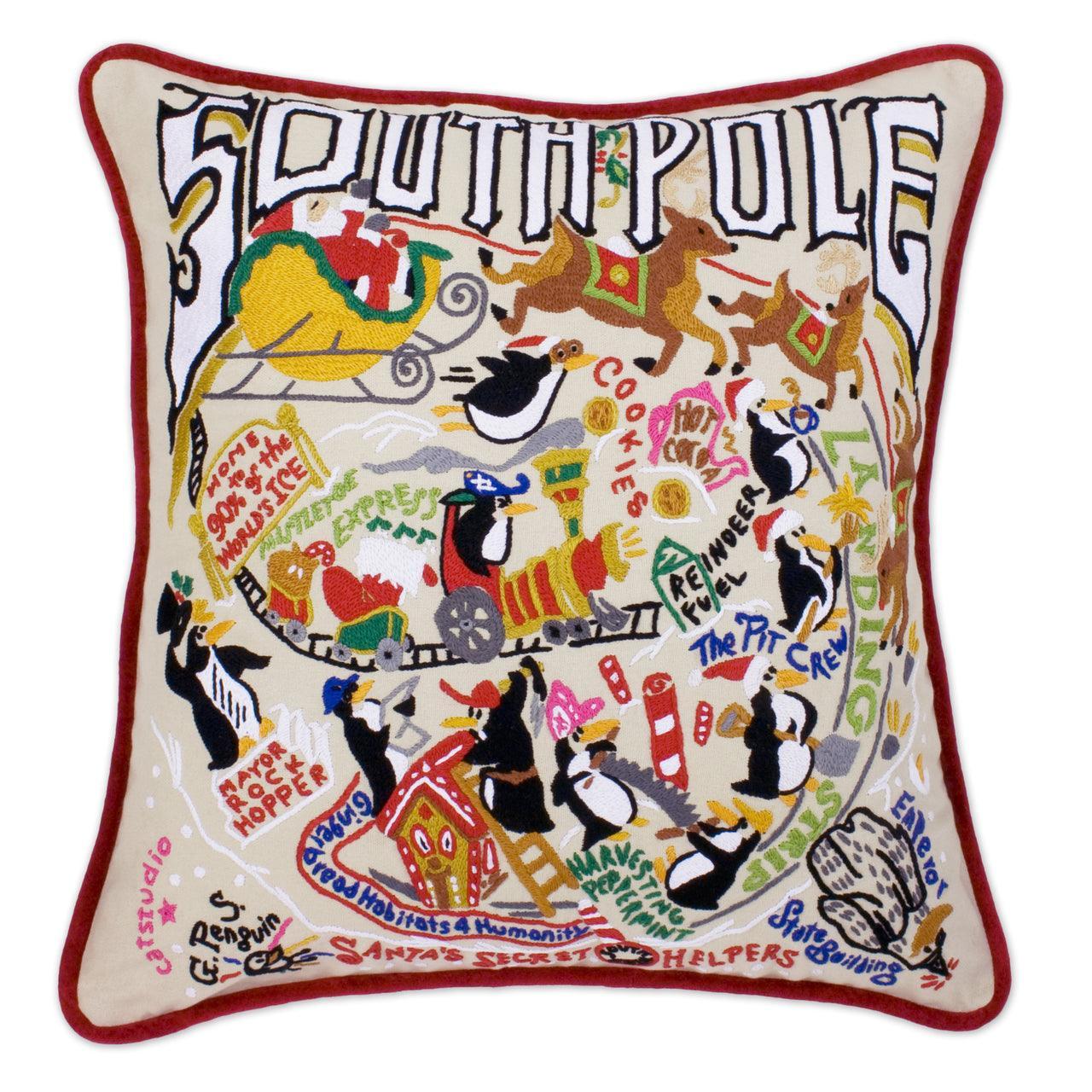 South Pole Christmas Hand-Embroidered Pillow Quirks!