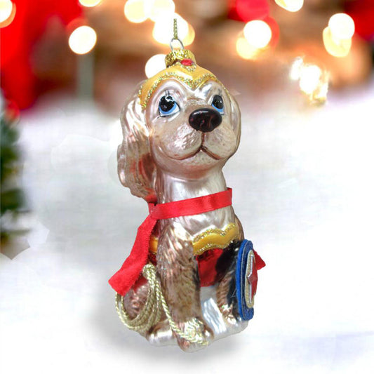 Spaniel in Wonder Dog Costume Ornament by December Diamonds Quirks!