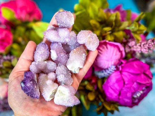 Ethically Sourced Spirit Amethyst Quartz Clusters, Cactus Quartz